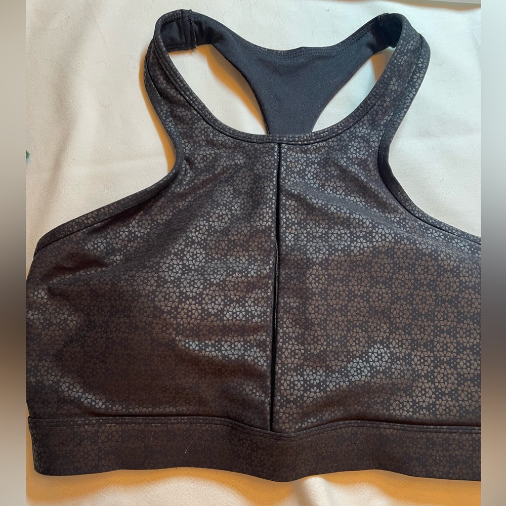 Zyia black with shimmer grey print sports bra. Size Medium